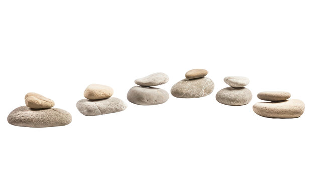 Zen path of stones isolated on transparent and white background.PNG image.