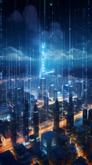 Fototapeta premium Science and technology city future light scene