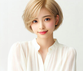 白いブラウスの美少女
