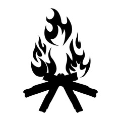Campfire vector icon silhouette