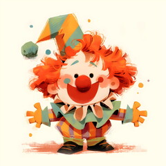 Cartoon Drawing Of A Clown. A bright illustration for a children's holiday show. Circus poster.