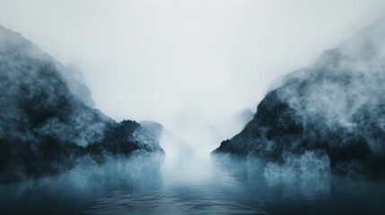 Misty Mountain Lake at Dawn: Serene Nature Landscape