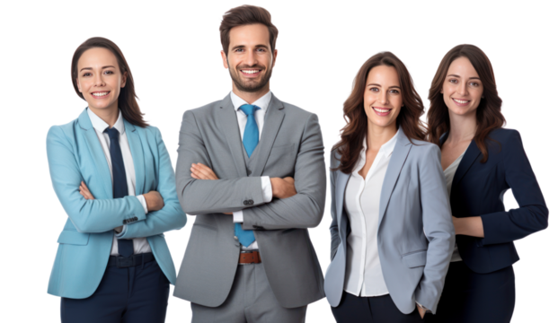 happy successful business team isolated on transparent and white background.PNG image. - Powered by Adobe