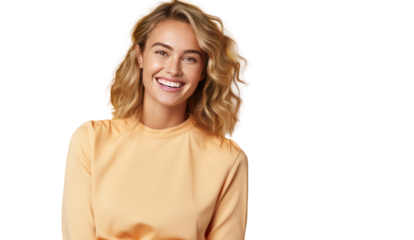 Confident woman and happy smileisolated on transparent and white background.PNG image.