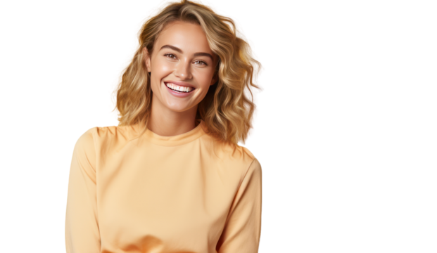 Confident woman and happy smileisolated on transparent and white background.PNG image.