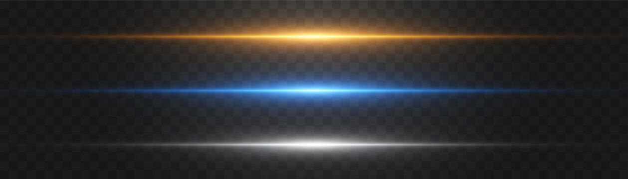 Abstract lights lines on png. Vector laser beams. Glowing streaks on dark background. Luminous neon lines isolated on trasparent backgound.