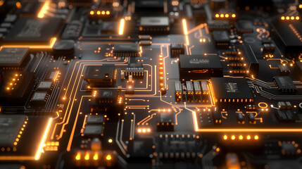 Fototapeta premium Futuristic circuit board light background from future world connection concept.