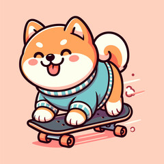 Joyful Doggy on a Skateboard Ride