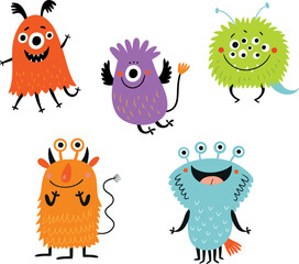 Set of funny monsters vector illustration - 781945553