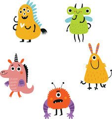 

Set of funny monsters vector illustration