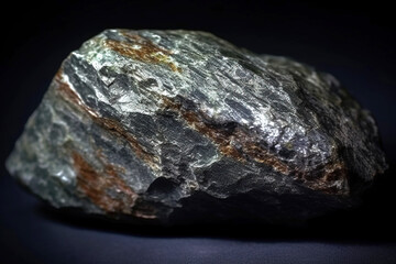 Normandite is a rare precious natural stone on a black background. AI generated. Header banner mockup with space.