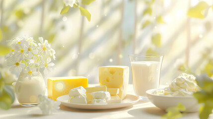 Sunlit Dairy Delights with Flowers