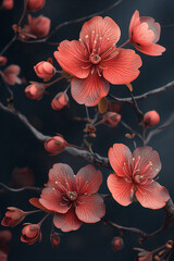 fractal flowers, nature photography, Cherryblossom,dark background