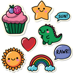 A set of colored children's stickers