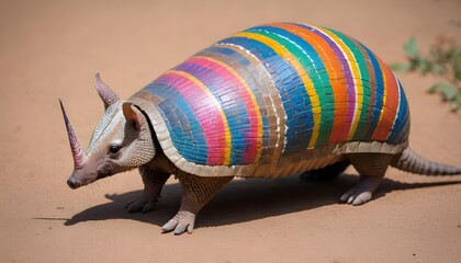 An-Armadillo-With-Its-Shell-Painted-With-Colorful- 2