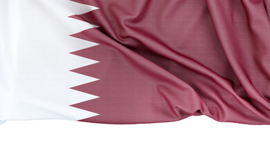 Flag of Qatar isolated on white background with copy space below. 3D rendering