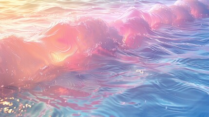 Fototapeta na wymiar rainy sea iridescent opalescent translucent holographic pastel rainbow coastal water shimmering magical ethereal dreamy serene mystical enchanting vibrant colorful aquatic reflective iridescent waves 