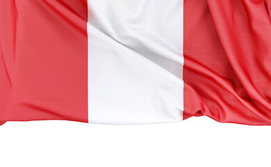 Flag of Peru isolated on white background with copy space below. 3D rendering