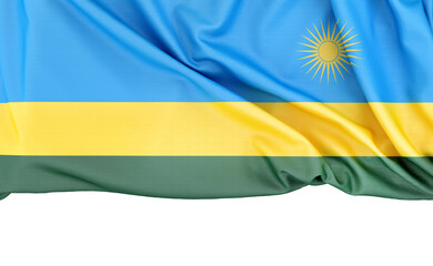 Flag of Rwanda isolated on white background with copy space below. 3D rendering