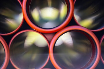 Closeup of pvc pipes on a stack