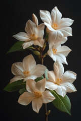 Obraz na płótnie Canvas fractal flowers, nature photography, White Jasmine ,dark background