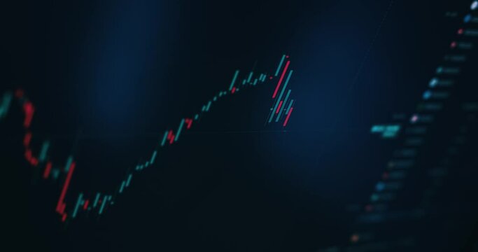 graph of crypto currency online. stock exchange market chart on computer screen. candlestick pattern