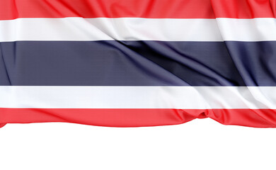 Flag of Thailand isolated on white background with copy space below. 3D rendering