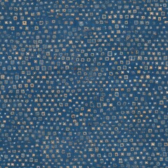 This image features a starry mosaic pattern on a denim background, ideal for use in celestial themes or as a creative textile design.