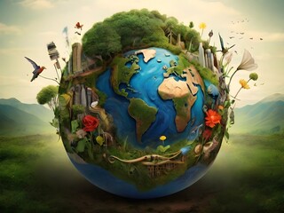 International mother earth day | April 22 |surrounded by lush greenery and blooming flowers, symbolizing care and protection for Mother Earth on International Mother Earth Day