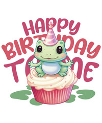 Adorable Frog Cupcake Happy Birthday Wishes