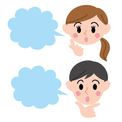 フキダシと男女のイラスト(ふちどり無し)