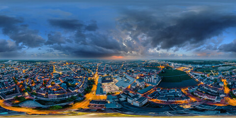 360° aerial city of worms downtown germany equirectangular vr environment