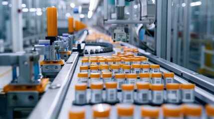 Image of a contemporary automated assembly line in action, focusing on precision and efficiency