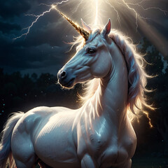 Obraz na płótnie Canvas white unicorn in the wind