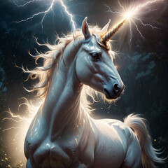 Obraz na płótnie Canvas white horse in the night