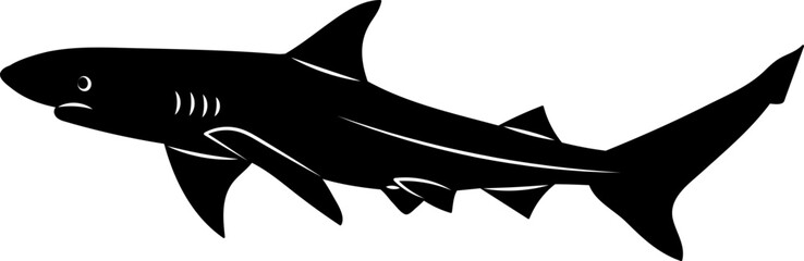 shark silhouette on white background vector