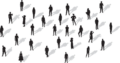Fototapeta premium people top view with shadow silhouette on white background vector