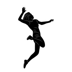 woman jumping silhouette on white background vector