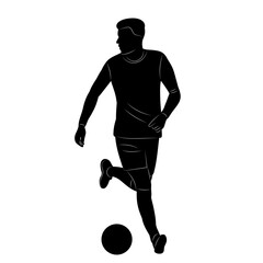 soccer player with ball silhouette on white background vector