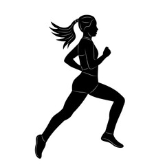 woman running silhouette on white background vector - 781956337