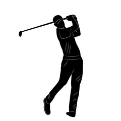 man playing golf silhouette on white background vector - 781956347