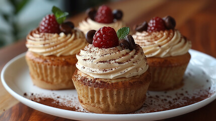 cupcakes with cream and berries