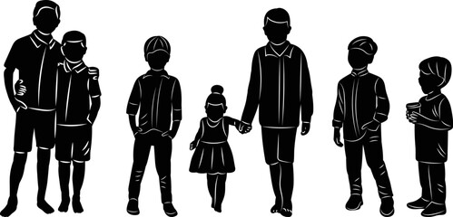 children silhouette on white background vector