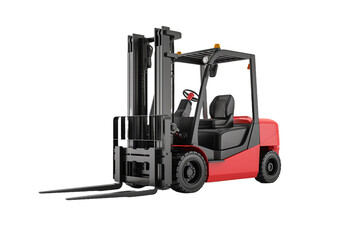 Fototapeta na wymiar Forklift with a red and black color scheme