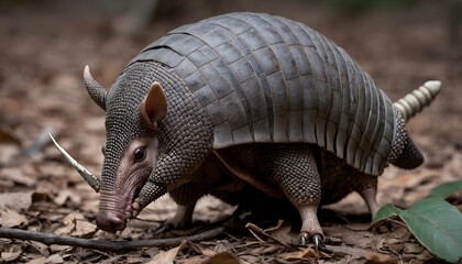 An-Armadillo-With-Its-Claws-Gripping-A-Fallen-Bran- 2