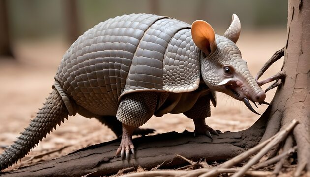 An-Armadillo-With-Its-Claws-Gripping-A-Root-As-It- 3