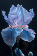 fractal flowers, nature photography, Top class iris flower ,dark background