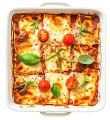 Served Cooked Lasagna. Top Closeup View. Italian Cuisine Template. Ai Generative