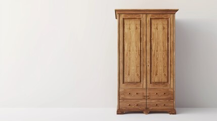 wooden wardrobe isolated on white background