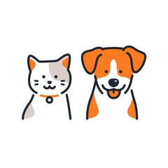 犬と猫のシンプルなアイコンイラスト素材